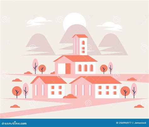 Pink Buildings Cityscape Scene Stock Vector - Illustration of urban ...