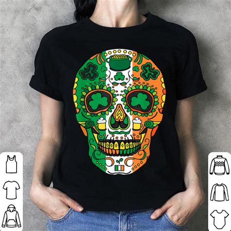 Original Day Of The Dead Irish Sugar Skull St Patricks Day Shirt