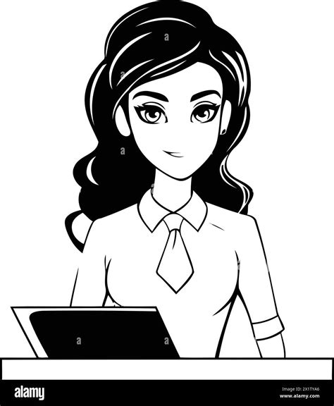 Beautiful Business Woman With Laptop Vector Illustration In Cartoon Style Stock Vector Image