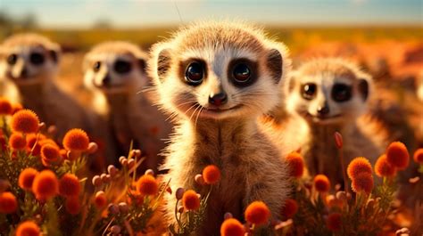 Premium AI Image | magical meerkat watching over his family in the ...