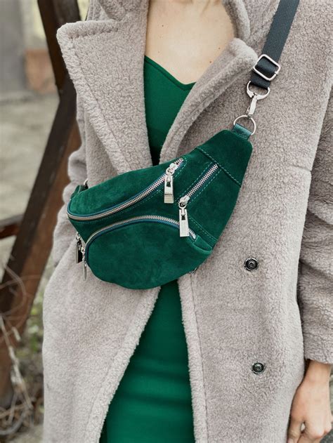Бананка замшевая Rainbow С022KZ (изумруд) — INTENTBAG