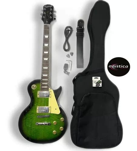 Kit Guitarra El Ctrica Les Paul Lp Green Burst Cuotas Sin Inter S