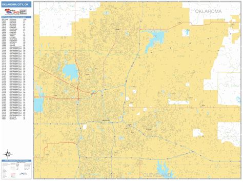 Oklahoma City Oklahoma Zip Code Wall Map (Basic Style) by MarketMAPS