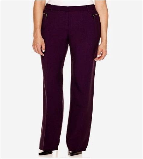 Worthington Womens Plus Pants Modern Fit Zipper Pocket Purple Size 18w 24w New 1999