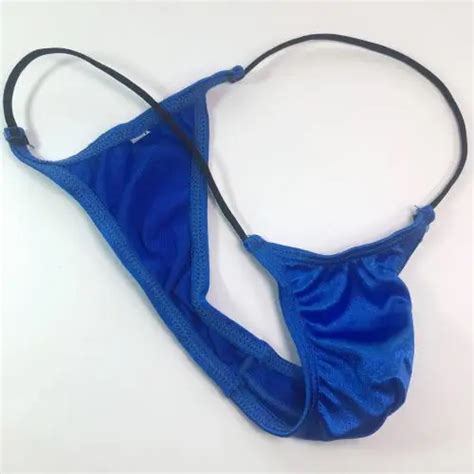 Mens Micro Bikini String Waist Shiny Satin Knit Nylon Spandex G2069 Very Limit Coverage On