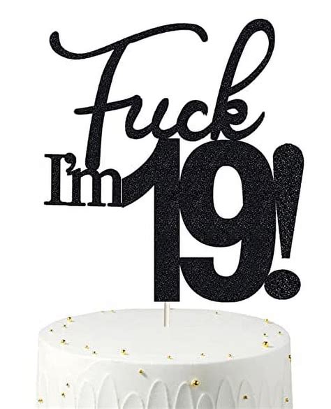 19 Cake Toppers 19 Birthday Cake Toppers Black Glitter Funny 19th