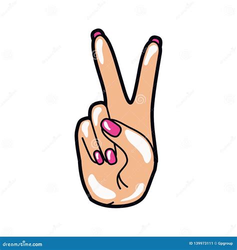 Hand With Peace Sign And Love Pop Art Stock Vector Illustration Of