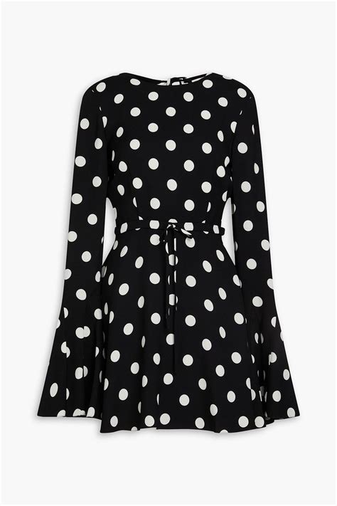 SAINT LAURENT Open Back Bow Detailed Polka Dot Crepe Mini Dress THE