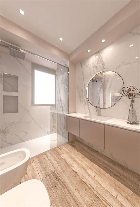 Elegante Bagno Con Pareti E Pavimenti In Marmo