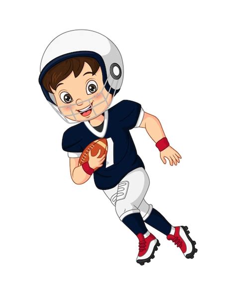 Premium Vector | Cartoon little boy playing rugby