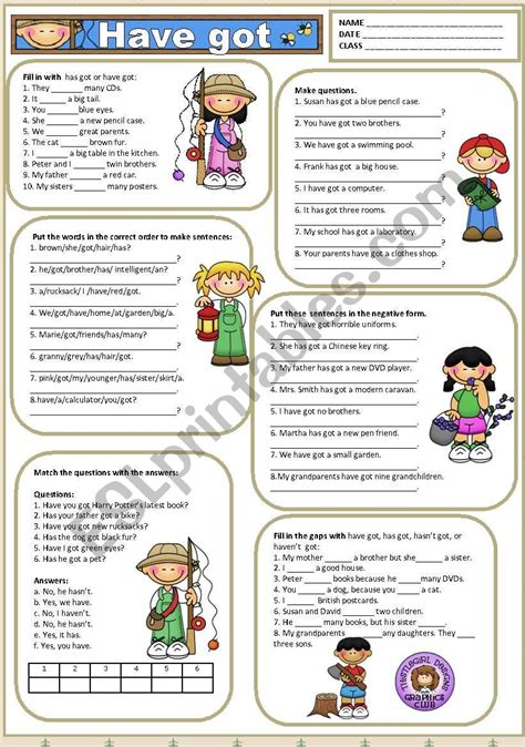 Have Got Esl Worksheet By Macomabi