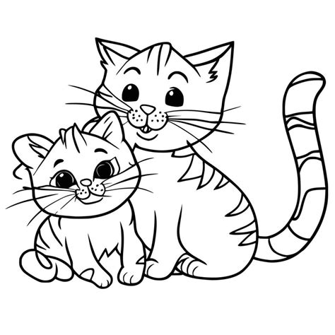 Dibujos De Gatos Para Colorear Para Niños 23525744 Vector En Vecteezy