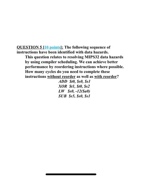 Solved Question 5 10 Points The Following Sequence Of