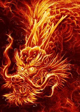 Japanese Dragon Fire Metal Poster