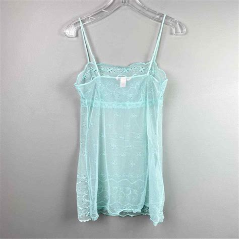 Victorias Secret Lace Eyelet Sheer Slip Chemise Gem