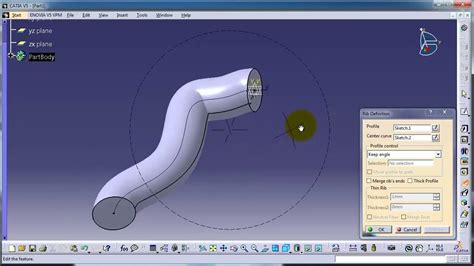 35 Catia Beginner Tutorial Rib Sweep Youtube