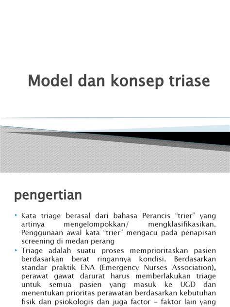 Model Dan Konsep Triase Ppt Gadar Pdf