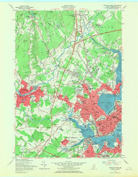 Portland West Maine Usgs Old Topo Map Reprint X Me Quad