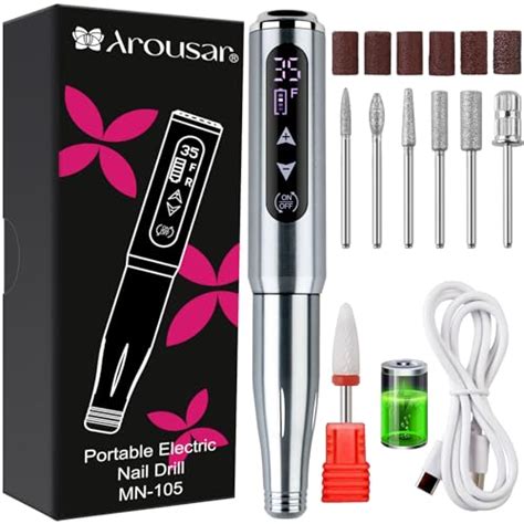 Arousar Electric Nail Drill Cordless 35000RPM Touchscreen Rechargeable