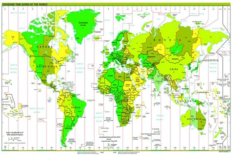 laminated world map standard time zone political atlas educational