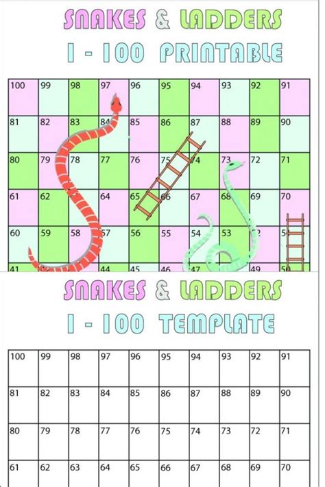 Free Printable Snakes And Ladders 1 100 PDF Included Blank Template