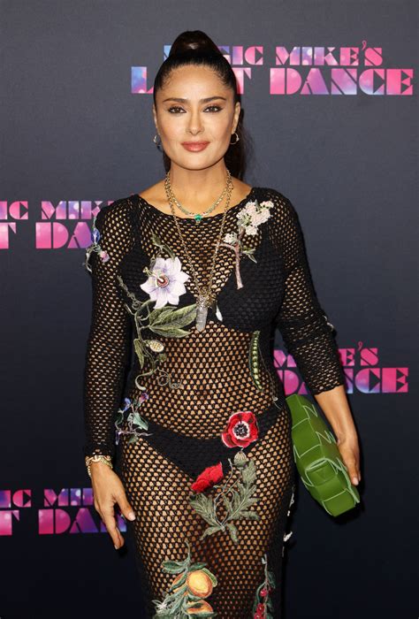 Salma Hayek Wore A See Through Fishnet To The Magic Mike Premieresee