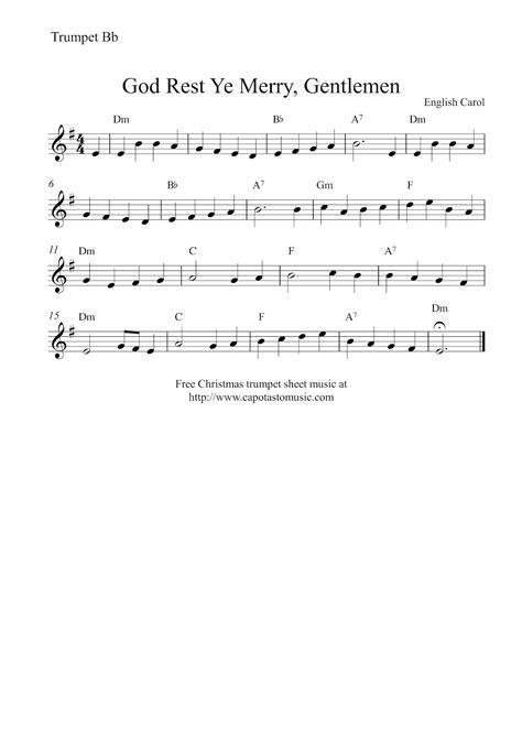 Free Easy Christmas Trumpet Sheet Music God Rest Ye Merry Gentlemen