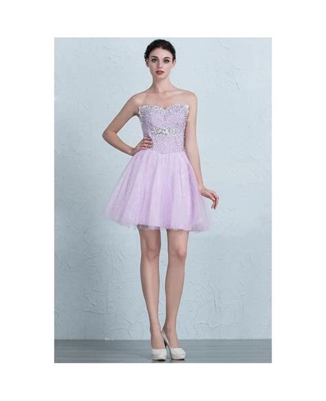 Lovely Beaded Top Sweetheart Mini Tulle Homecoming Prom Dress With