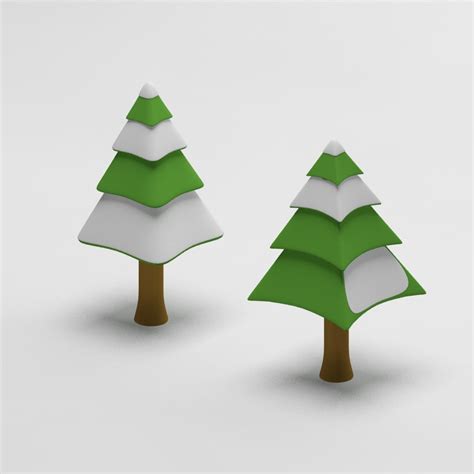 3d model cartoon snowy spruce tree