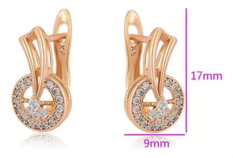 Aretes Oro K Lam Arracada Mujer Swarovski Regalo Moda Meses Sin Inter S