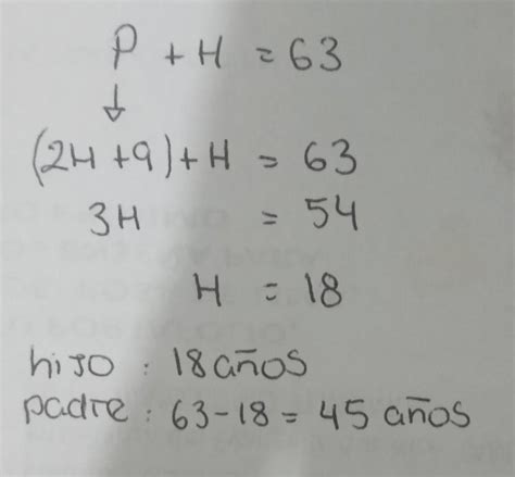 las edades de un padre y su hijo suman 63 años la edad del padre excede