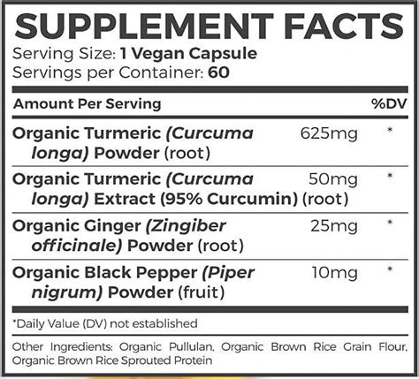 Pure Co Usda Organic Turmeric Curcumin Ginger And Black Pepper Vegan Joint Support 60