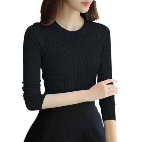 Women Sweater Pullover Basic Knitted Cotton Tops High Elastic Turtlene