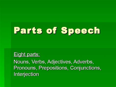 Parts Of Speech Ppt For 5th 6th Grade Lesson Planet