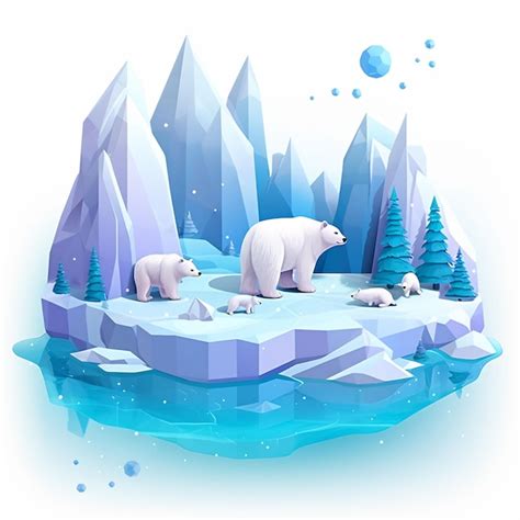 Premium Ai Image A Polar Bear And Two Cubs Are On An Ice Floe