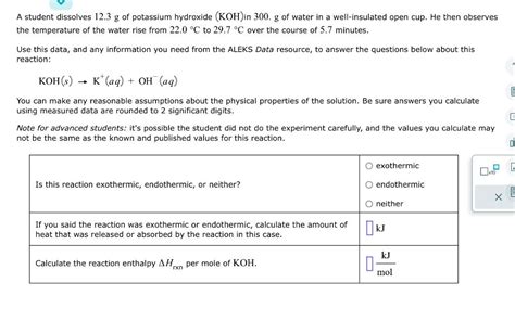 Solved A Student Dissolves G Of Potassium Hydroxide Chegg