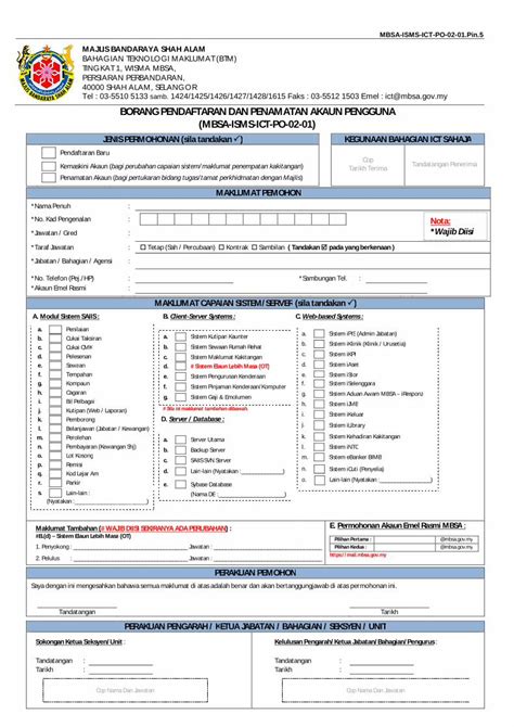 Pdf Mbsa Isms Ict Po 02 01borang Pendaftaran Dan Penamatan