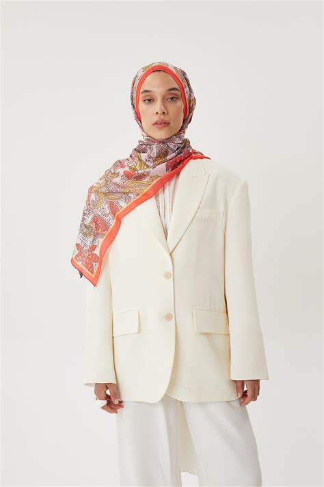Nar Çiçeği Nude Retro Desen Şal Retro Desen Modelleri Coco Scarfs
