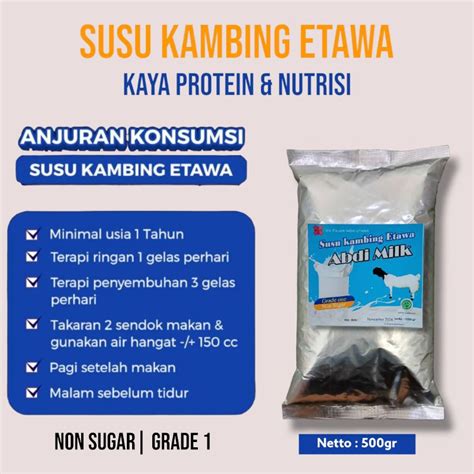 Jual Susu Kambing Etawa Bubuk Non Sugar Tanpa Gula Grade 1 2 Kemasan