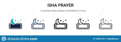 Isha Prayer Icon In Filled Thin Line Outline And Stroke Style Vector