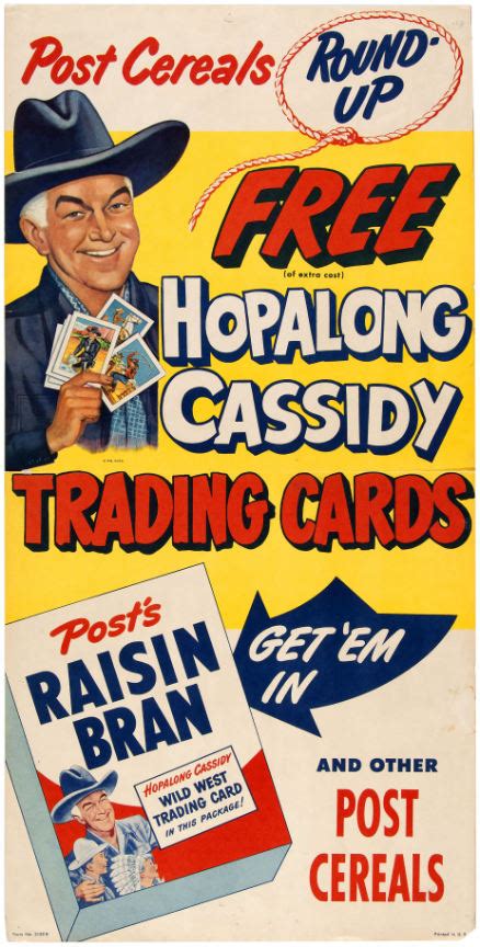 Hake S Hopalong Cassidy Trading Cards Post Cereals Premium Offer Store Sign