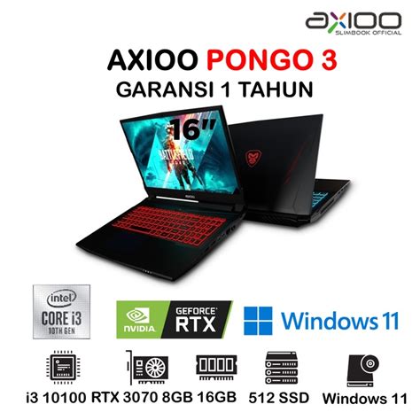 jual laptop axioo gaming pongo    gb  ssd rtx  gb