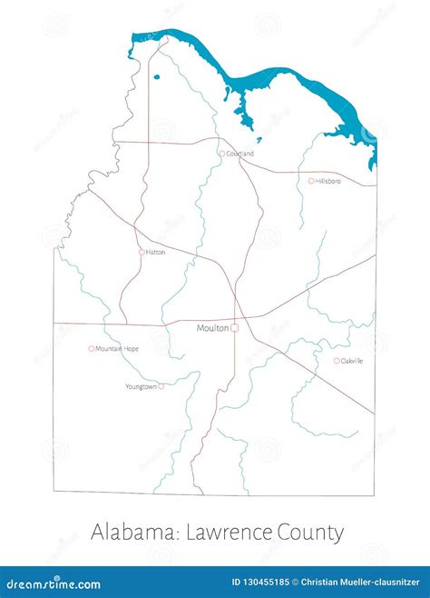 Map Of Lawrence County In Alabama Stock Vector Illustration Of Vector