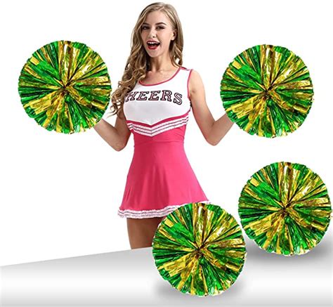 Pack of 4 Cheerleading Pom Poms 12 inch 80g Foil Plastic Metallic ...