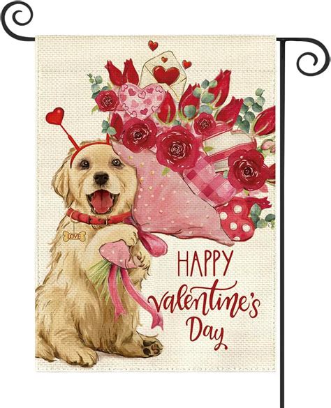 Amazon Avoin Colorlife Valentines Day Golden Retriever Garden Flag