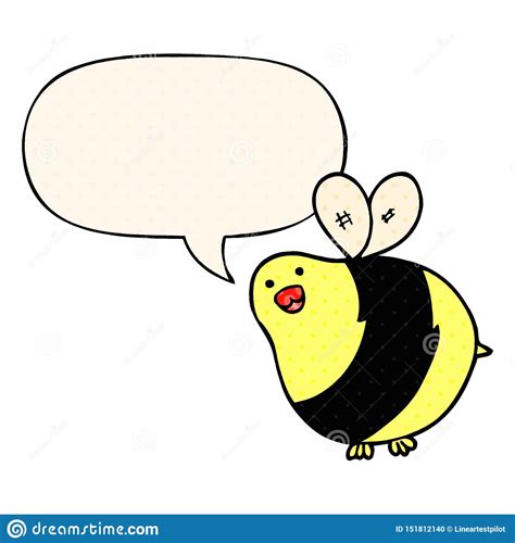 A Creative Cartoon Bee And Speech Bubble In Comic Book Style Stock