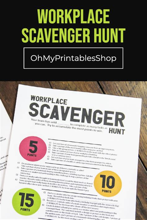 Workplace Team Building Scavenger Hunt Printable Activity Adult Scavenger Hunt For Work Office