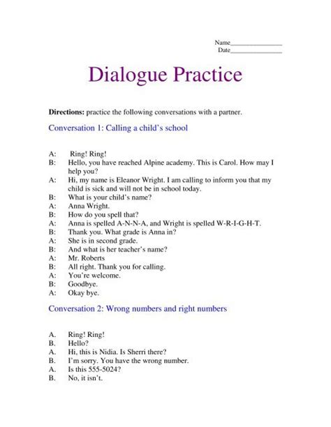 Practice Writing Dialogue