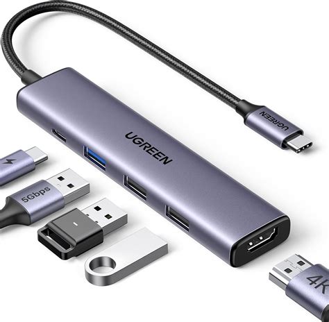 Amazon Ugreen Revodok 105 Usb C ハブ 5 In 1 Hdmi 出力usb ハブ Type C 100w Pd急速充電 1 Usb3 0 2 Usb2 0