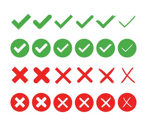 Green Check Mark And Red Cross Vector Icons Set 21564303 Vector Art At